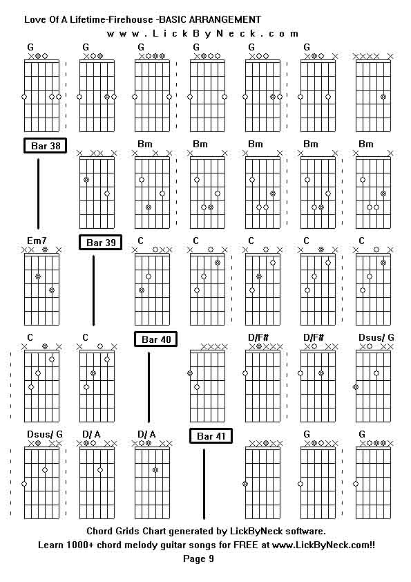 Chord Grids Chart of chord melody fingerstyle guitar song-Love Of A Lifetime-Firehouse -BASIC ARRANGEMENT,generated by LickByNeck software.